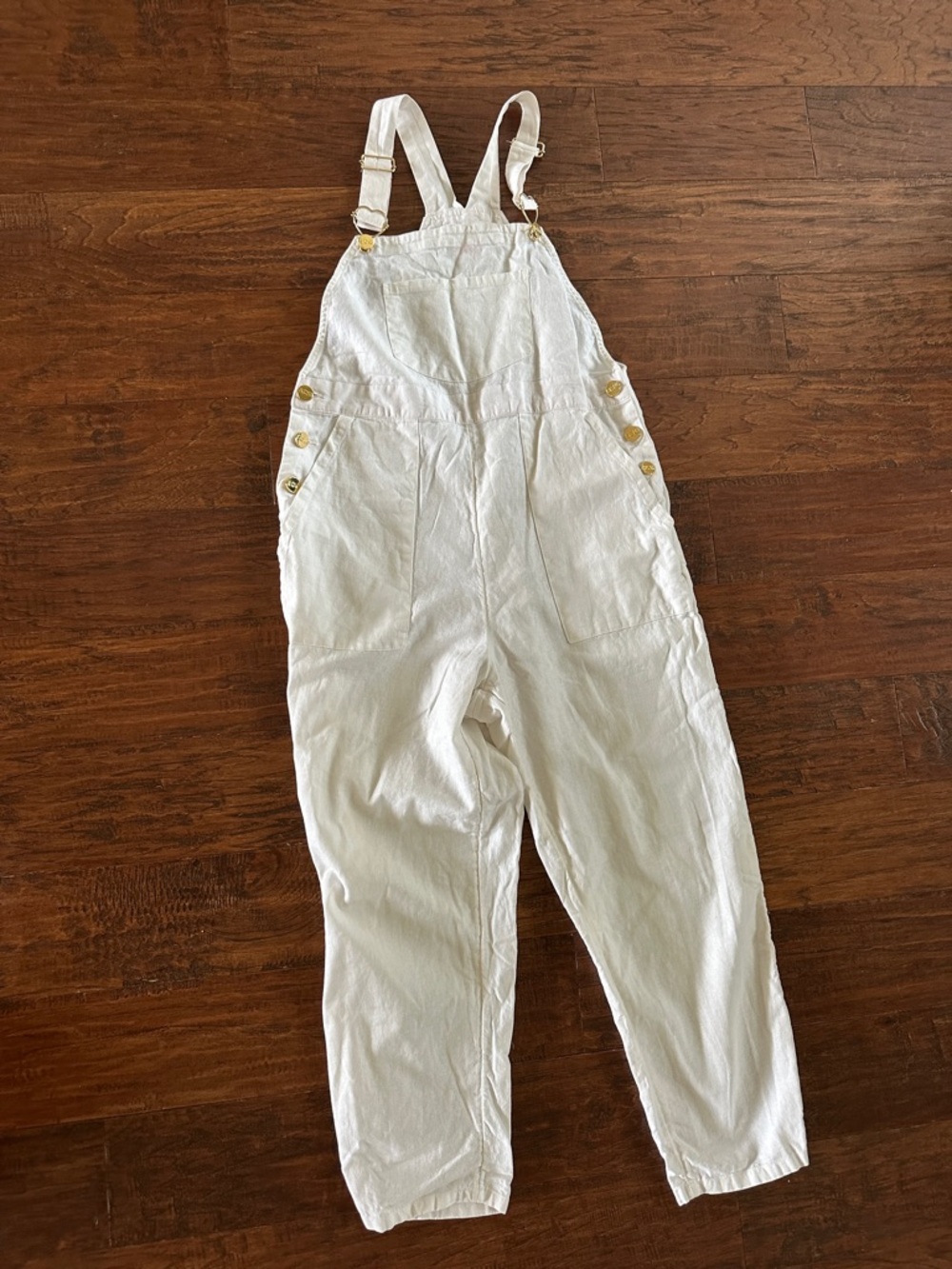 Women’s White Stoney Clover Linen Overalls - Relaxed Fit